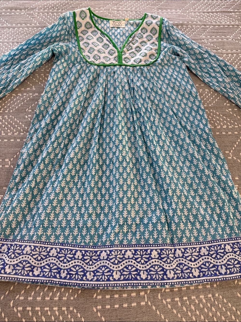 SZ Blockprints Jaipur Dress in Cornflower Blue - Patti print, size M - Picture 3 of 8